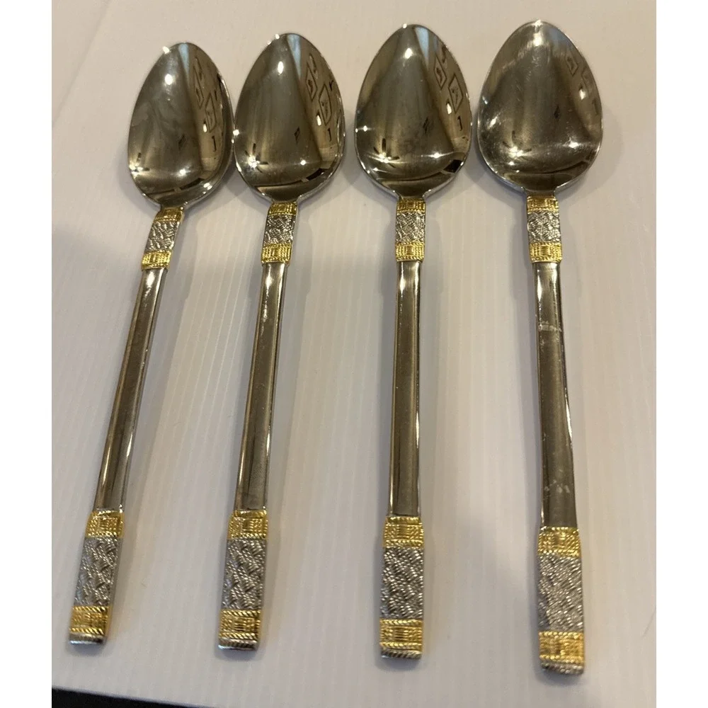 Wallace Golden Corsica Oval Soup Spoons Set Of 4 Stainless 18/10 Flatware 7 5/8